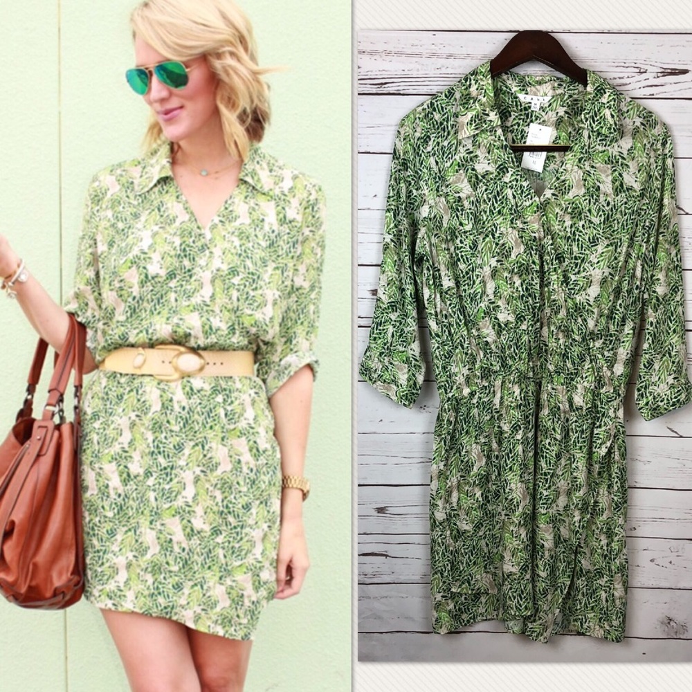 CAbi Leaf Print Dress Medium *NWT*